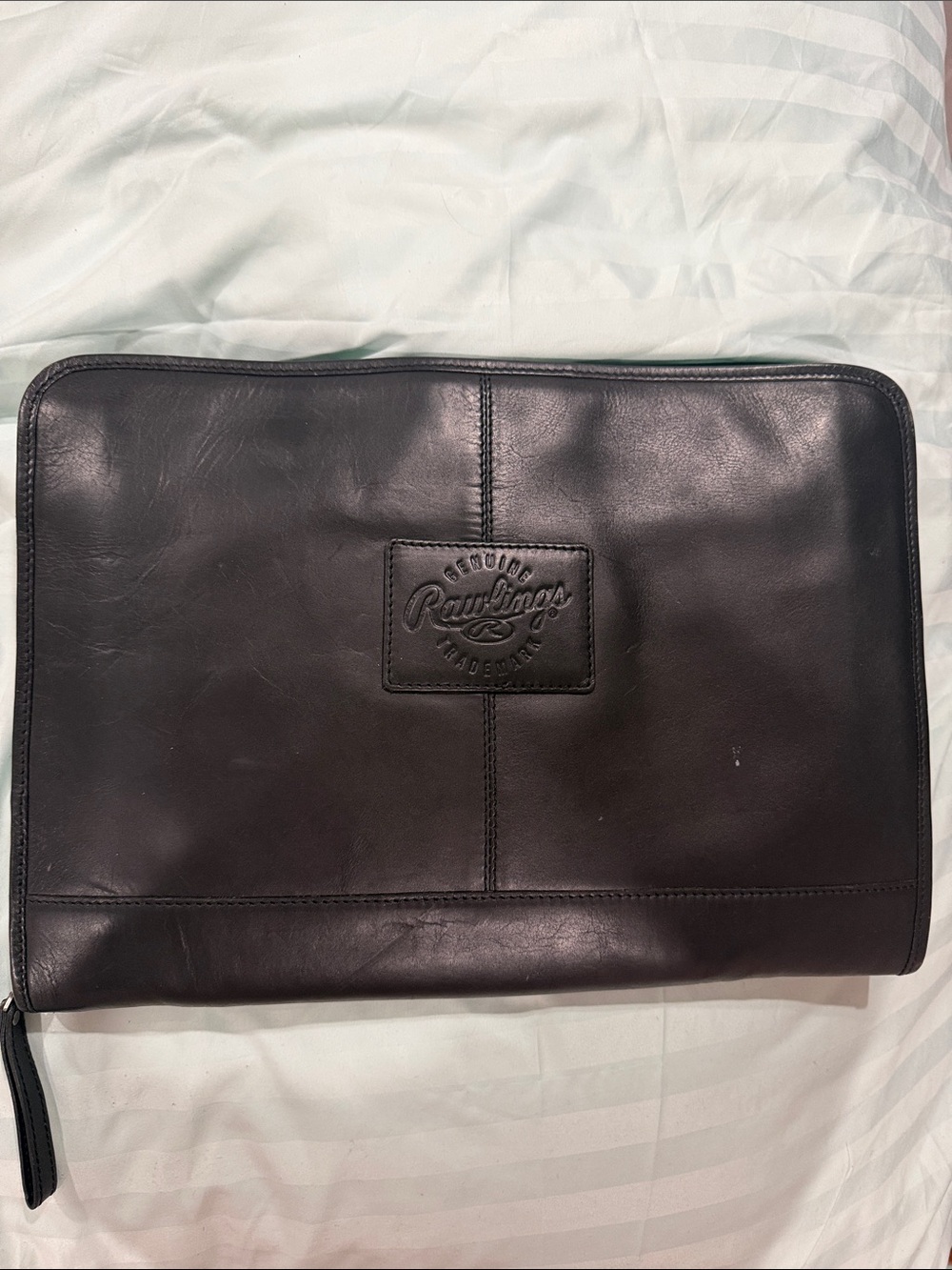 Rawlings Black Leather Toiletry/Travel Zip Pouch
